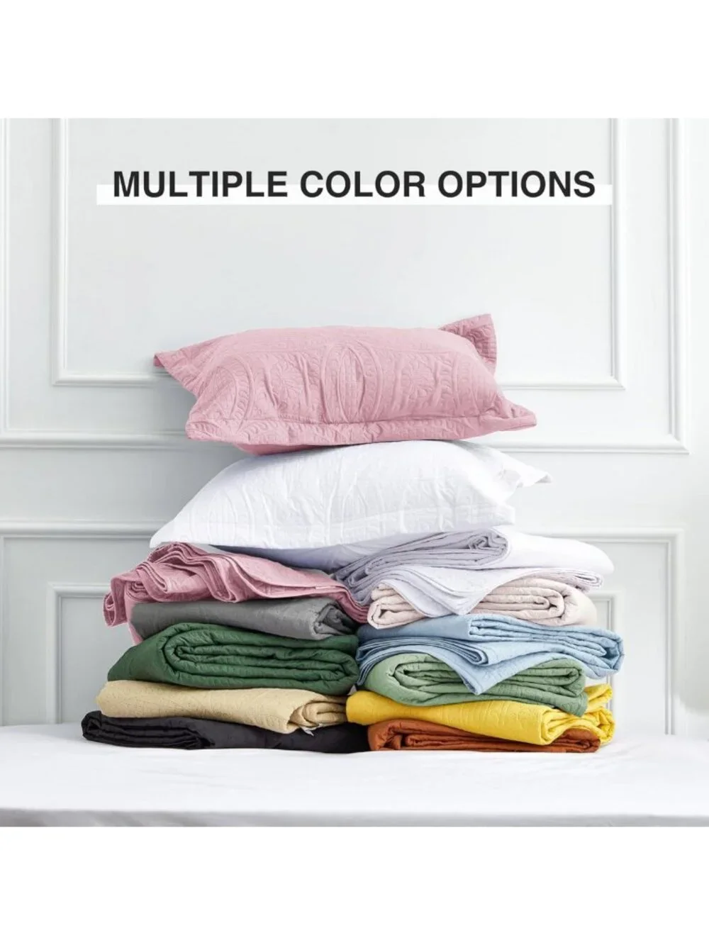 Soft Pink Queen Bedspread Set - Lightweight Summer Quilt & Pillow Shams - Modern
